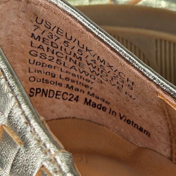 NWT Gentle Souls Women's Lancine Woven Block-Heel Pumps - Soft Gold Leather - Picture 6 of 8